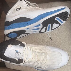 White and Blue Athletic Sneakers